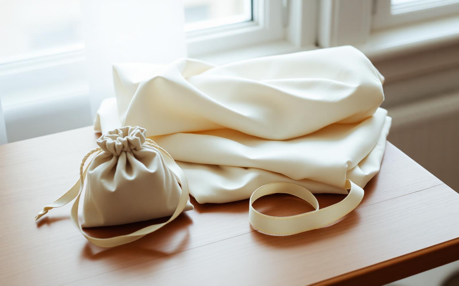 Hands pressing a piece of delicate silk